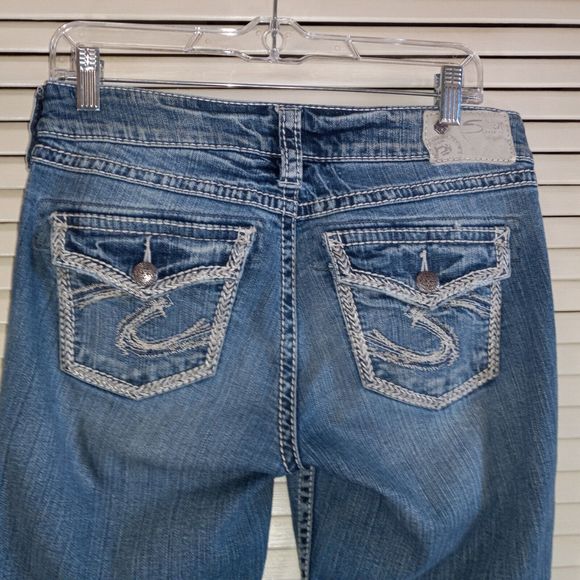 Silver SUKI Flap 17" Jeans Tag Size 29 X 33 (Measures 30 X 33) Pockets Stretch - Picture 5 of 11